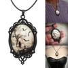 Fashion Gothic Style Necklace Vintage Bat Cemetery Glass Pendant Necklace Halloween Party Jewelry Clavicle Chain