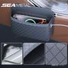 Seametal Self-Adhesive Car Seat Side Organizer Pu Leather Seat Back Storage Pocket For Phone Keys Glasses Stowing Car Accessorie