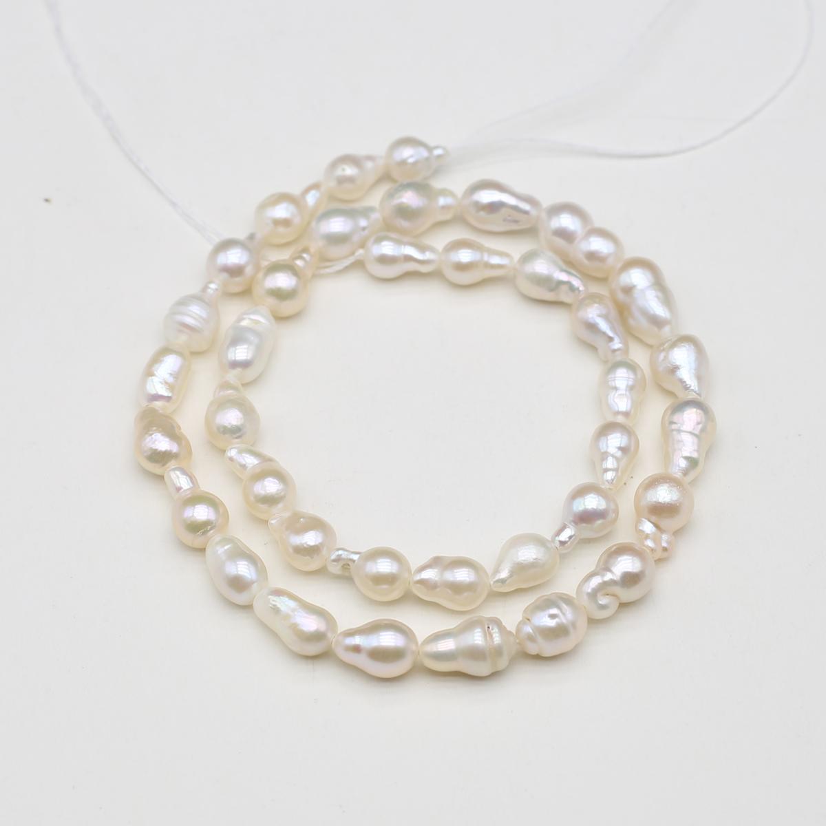 1String, White Gourd-shaped Pearl 7-8mm, Fashion Women Natural Freshwater Pearl Beads for Jewelry Making DIY Crafts, Luxury Bulk Gifts 36cm 1String/7-8mm-36cm белый
