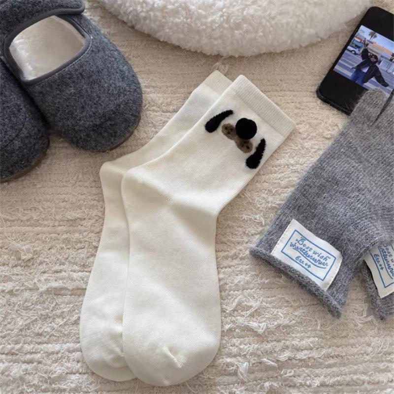 

Женские осенние мультяшные пушистые носки-гольфы с объемными животными 1 pair белый