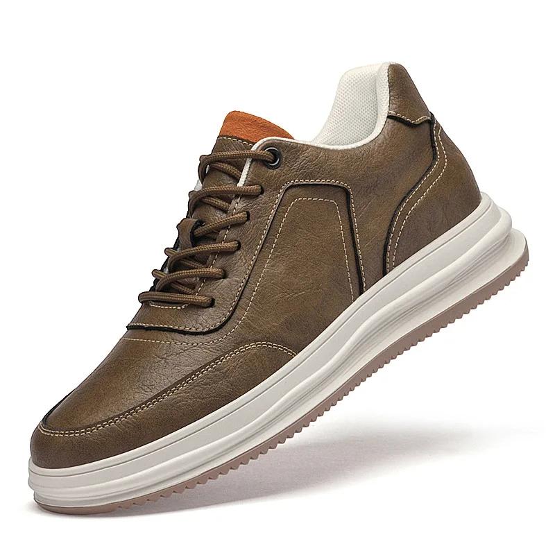Man Sneakers Height Increase Shoes For Men Insoles 8cm Elevator Shoes Casual Genuine Leather Sports Heightening Shoes Tall Shoes