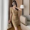 Mm Knitted Dress Summer Small Temperament High Elastic Waist Slim Short Sleeve Hip Skirt