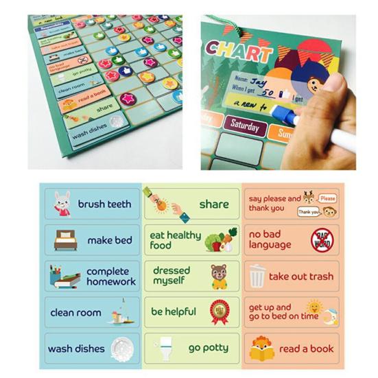 Magnetic Reward Behavior Chores Chart Board Educational Table Calendar Kids Toy
