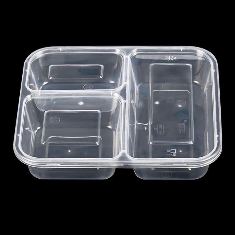 Shihua Disposable 3-Compartment Takeaway Food Containers with Lids (150 Sets)