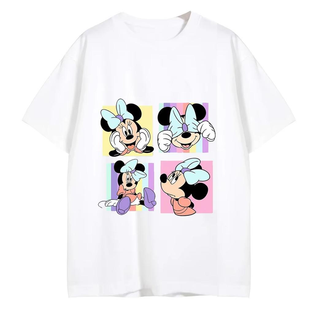 Disney Mickey Cartoon Print Short Sleeve Casual T-Shirt For Men Adult Children's Parent-Child Clothing 100-4XL Men Clothing Tees