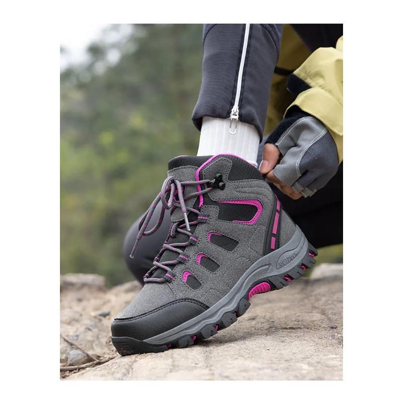 Men's High-Top Outdoor Hiking Boots Non-slip Breathable Quick-Lace Trekking Shoes Women
