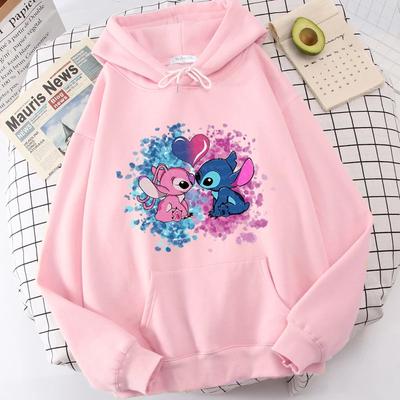 Disney Harajuku Winter Damenmode Hoodie Damen Pullover Lässig Rundhals Langarm Bedruckter Hoodie Sportbekleidung Top