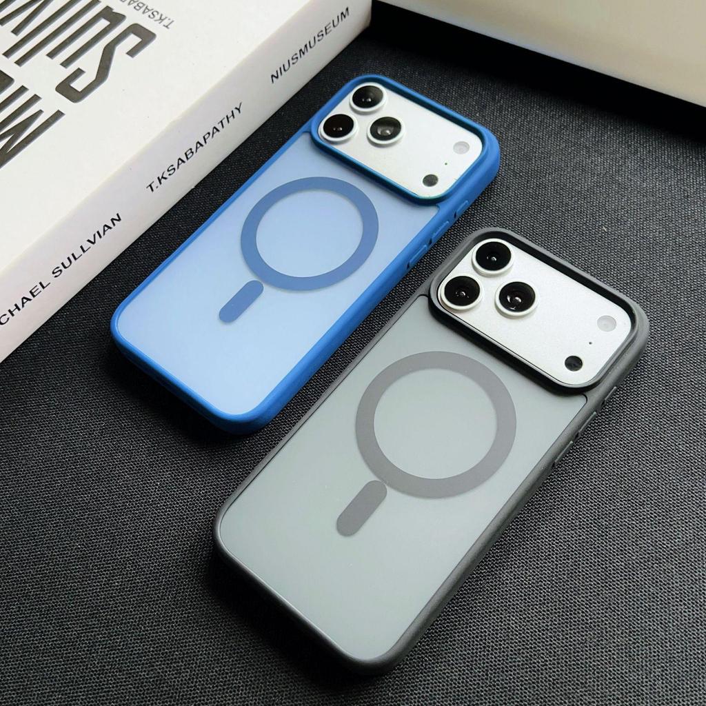 New Matte Magnetic Drop-Proof Case for iPhone 17 Pro Max - Color Block Design, Skin-Feel Texture, Compatible with Apple 16.