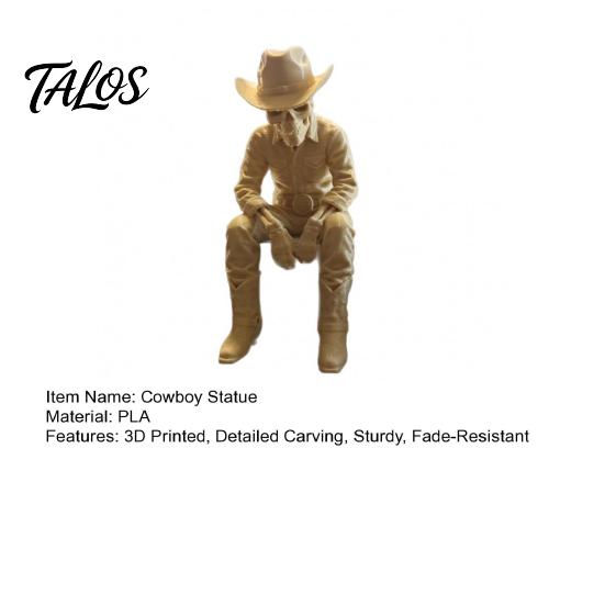 Window Edge Decoration 3D Printed Western Cowboy Skeleton Figurine, Sitting Statue Rustic Desk Decor Sitter, West Style Desktop Shelf for Home Office