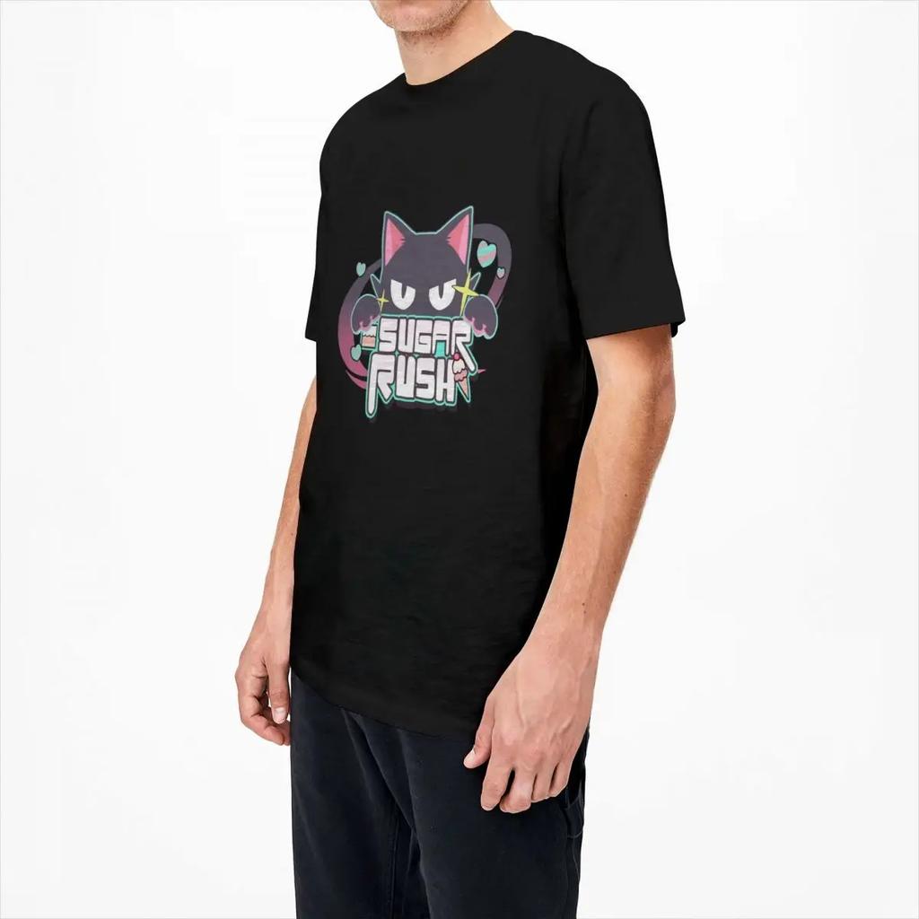 Modré anime archivační tričko Sugar Rush Hipster trička s krátkým rukávem Streetwear topy Léto Bavlna Kulatý výstřih Oversize oblečení