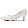 Large Size 5 Cm Lace High Heels Slim Heels Wedding Shoes Work Pointed Toe Bridesmaid Shoes Annual Meeting Photo Shoes