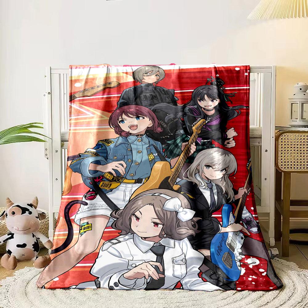 

A vibrant group of five animated characters with musical instruments. for all seasons blanket lunch break throw gift 80cm x 120cm