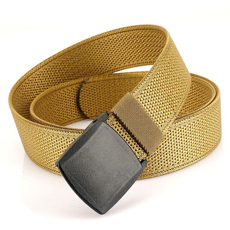 Genuine YKK Buckle: Metal-Free Nylon Elastic Belt - Lightweight Woven Canvas Military Training Belt
