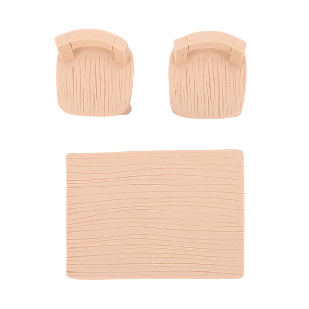 Dollhouse Table Chair Set 1/12 Mini Table Chairs Dining Room Furniture Resin Model