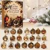 24 Day Advent Gift Christmas Calendar, Acrylic 2D Flat Crystal Ball Pendants with Lanyard, Xmas Tree Hanging Ornaments Ornament for Home Office Party