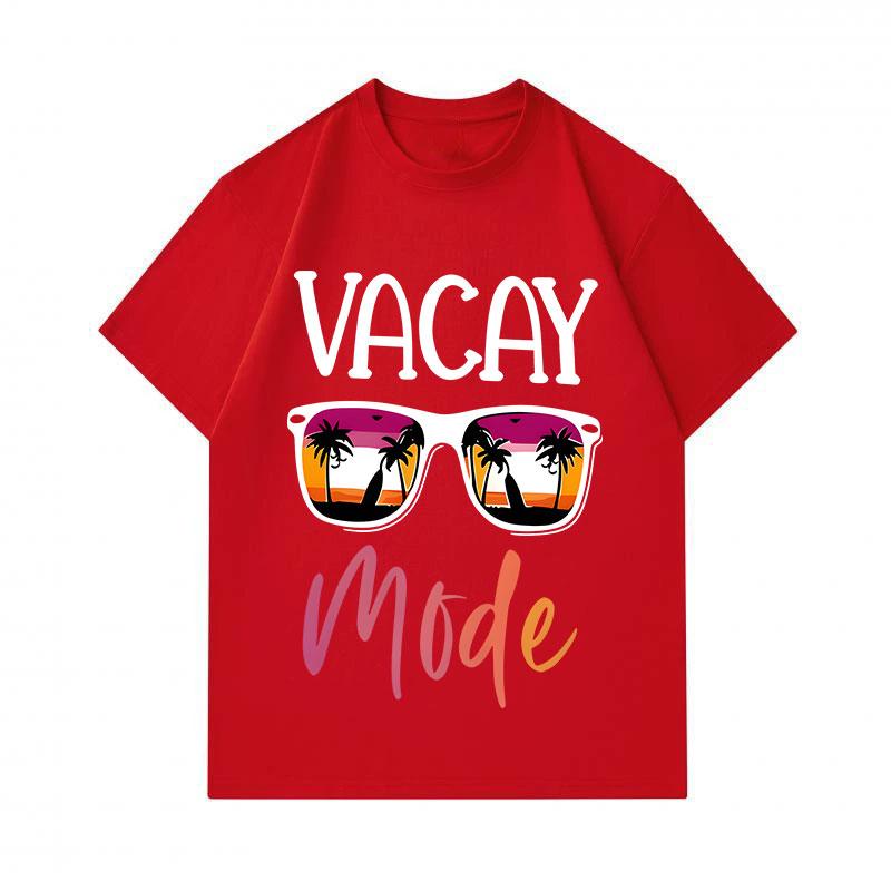 Men's 100% Cotton Crew Neck Short Sleeve T-Shirt, Casual Vacay Mode Sunglasses Palm Sunset Printed Tees for Holiday Travel Daily Wear Summer Tops