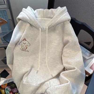 American Retro Cartoon Printing Heavy Hooded Sweater for Men and Women Autumn and Winter New Casual Loose Velvet Thickened Top