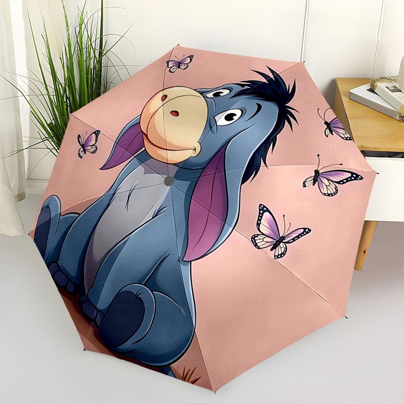 

Eeyore, Butterflies Themed Automatic Opening and Closing Umbrella, Brightly Colored 8-rib Portable Umbrella, Suitable for Men and Women, A Perfect Gif