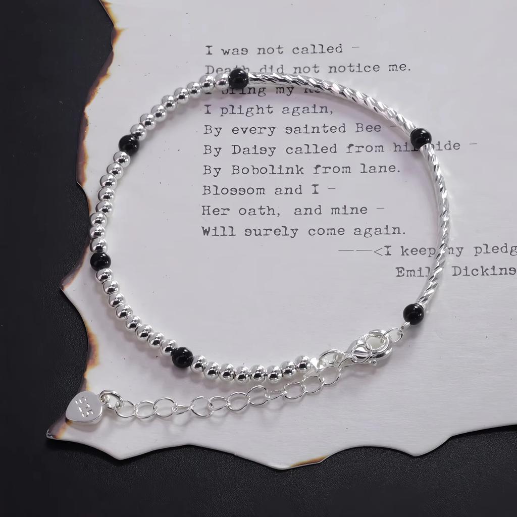 PANJBJ 925 Sterling Silver Red Agate Bead Bracelet for Women Fish Shape Retro Bead Design Versatile Jewelry Gifts Dropshipping