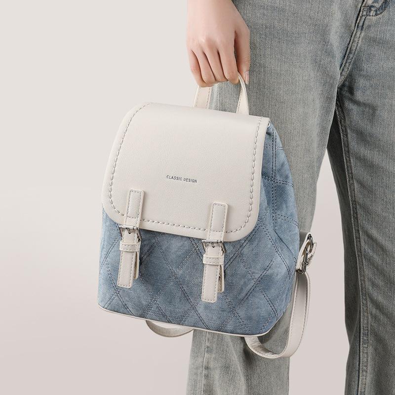 New contrasting color backpack women s fashion backpack retro student schoolbag lightweight casual travel bag tide