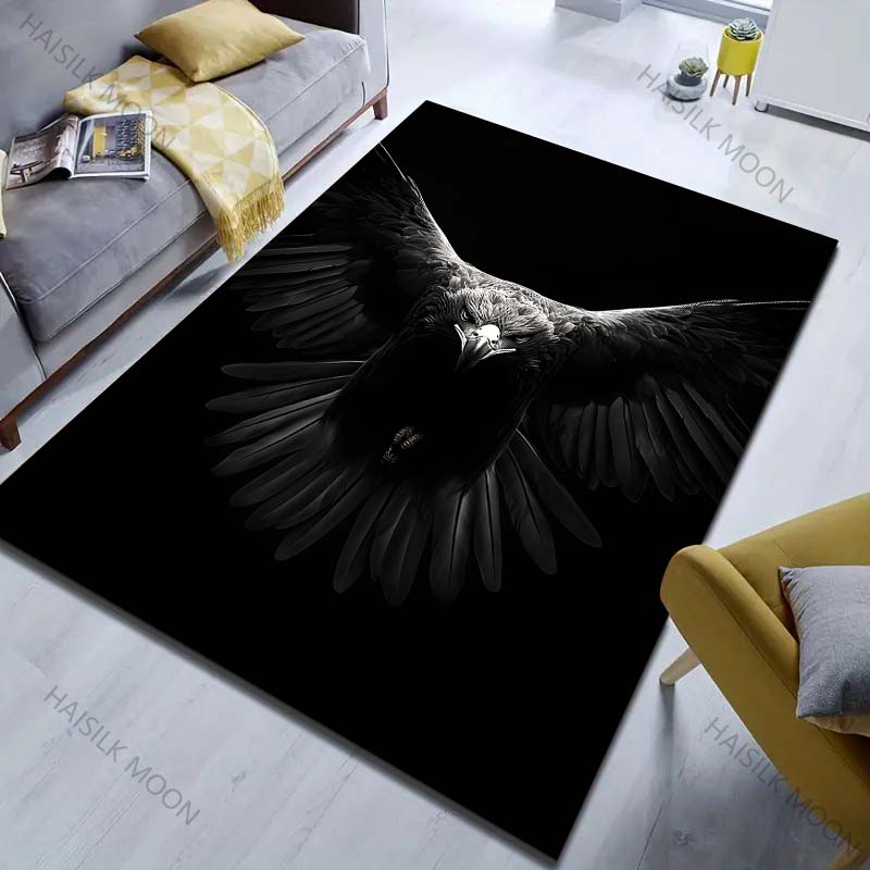 Bald Eagle Black Print Carpet for Bedroom Living Room Bedside Sofa Floor Mat Modern Home Decor Area Rug Large Size for Gifts