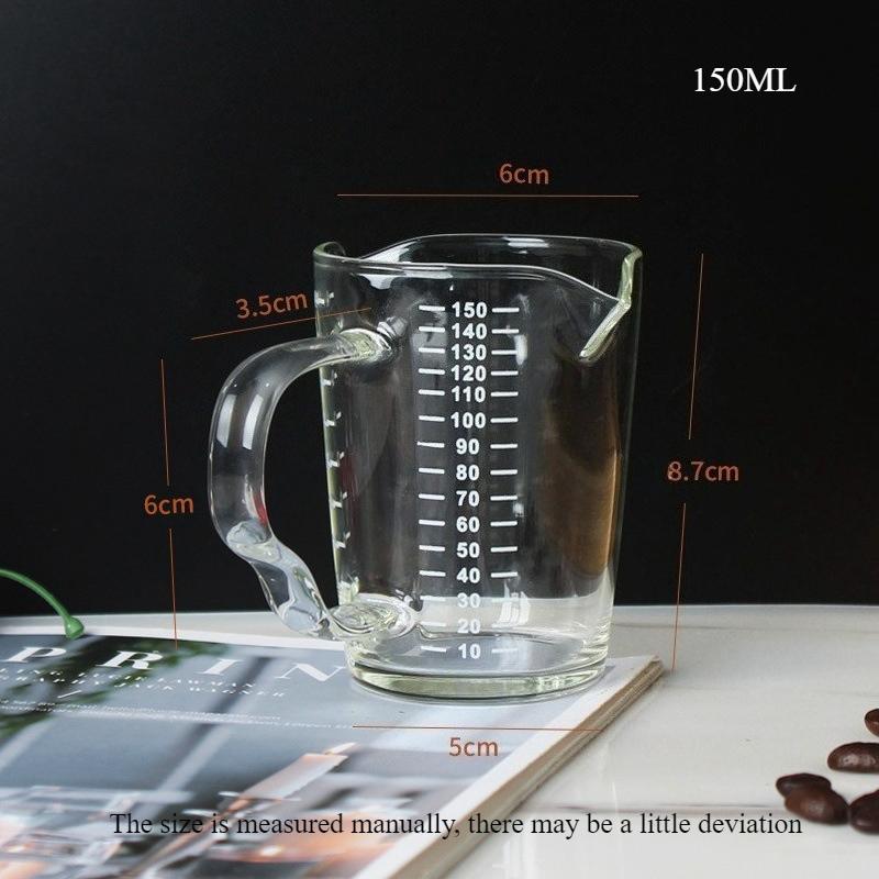 Espresso Shot Glass 70ml/150ml Double Spout with Pouring Handle High Temperature Resistant Easy To Clean Transparent Shot Glass