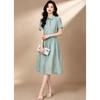 D.F.DEAR Women's Summer Shirt Collar A-Line Midi Dress