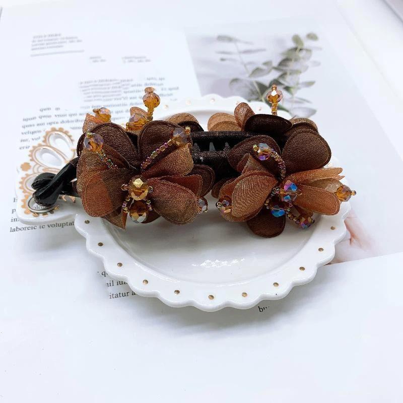 Anti-Slip Handmade Banana Hair Clip Elegant Rose Twist Fashion Hair Accessory for Women Prom Event Hair Styling