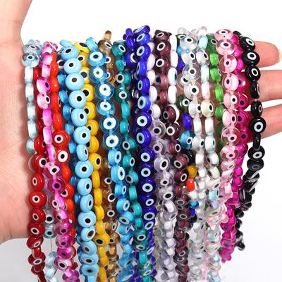 1 Strand Flat Round Glass Beads Evil Eye Lampwork Spacer Beads For Handmade Earring Bracelet Jewelry Making Supplies 4 6 8 10mm