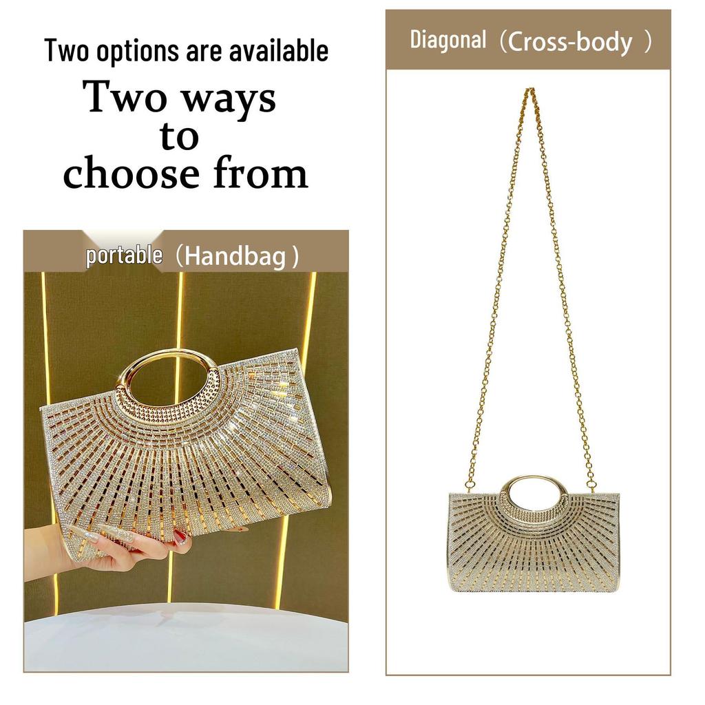 Luxury Rhinestone Retro Evening Handbag: Fashionable European & American Crossbody Chain Bag