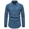 Men's Retro Solid Color Shirts Long Sleeve Shirt Jacket Casual Business Shirt for Men Lightweight Work Corduroy Lapel Shirts