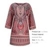 V-Ausschnitt 3/4 Ärmel Shift Design Urlaubs Kleid Ethnischer Stil Bohemia Retro Print Damen Kleid Damen Kleidung