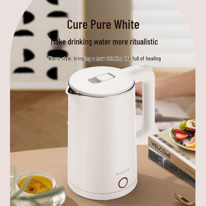 AUCMA 1.8L 304 Stainless Steel Double-Wall Electric Kettle