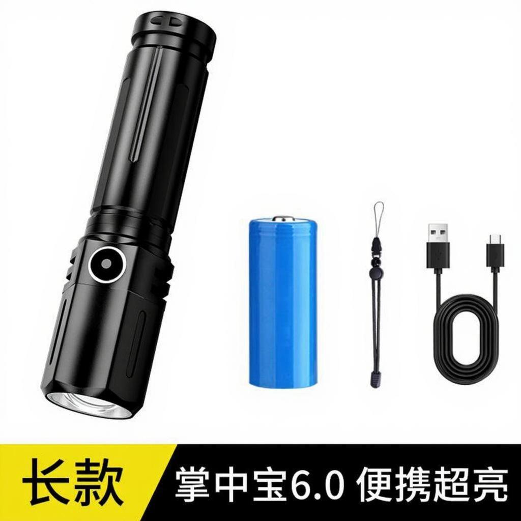 Rechargeable, mini highlumen, longrange, portable, outdoor, home Black 9.3cm 1xBattery