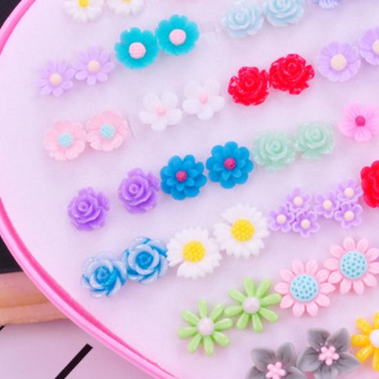 36 par kolczyków damskich w kształcie kolczyków, lśniących, wielokolorowych, z kreskówek, bez uszkodzeń, dekoracyjnych, ze stali nierdzewnej