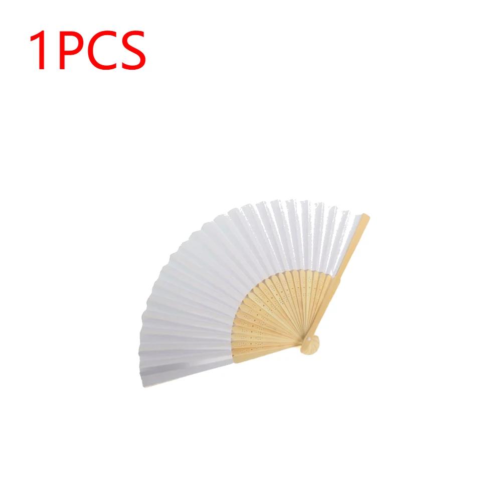10-1pcs White Foldable Paper Fan Portable Chinese Bamboo Fan Wedding Gifts For Guest Birthday Party Decoration Kids Painting