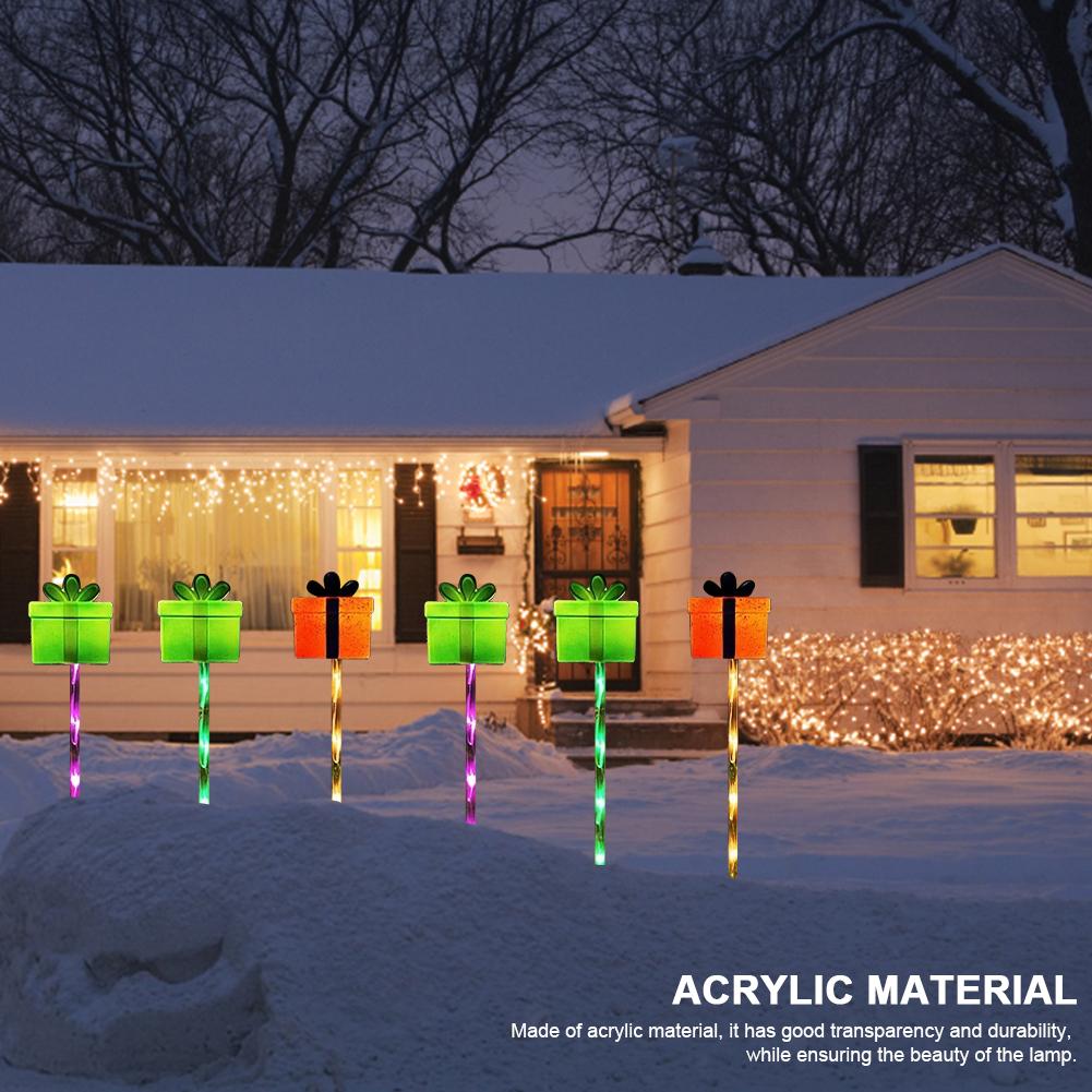 

6 Pack LED Christmas Decorative Lights Waterproof Christmas Pathway Stakes Lights Christmas Outdoor Pathway Lights Xmas Decor