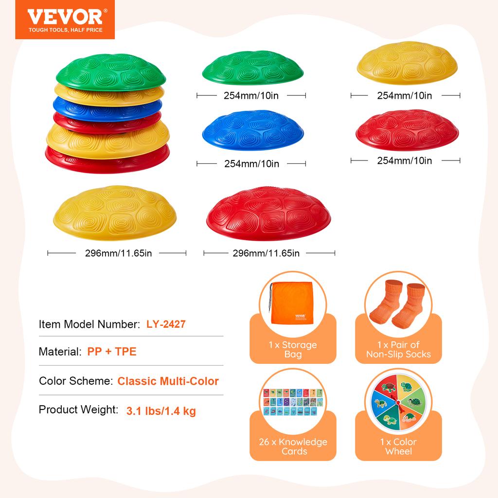 SucceBuy 6 PCS Pierres d'Équilibre Tortue pour Enfants Jeu de Coordination Sautée pour Tout-Petits Jouets Jeu d'Extérieur pour Enfants Cadeaux