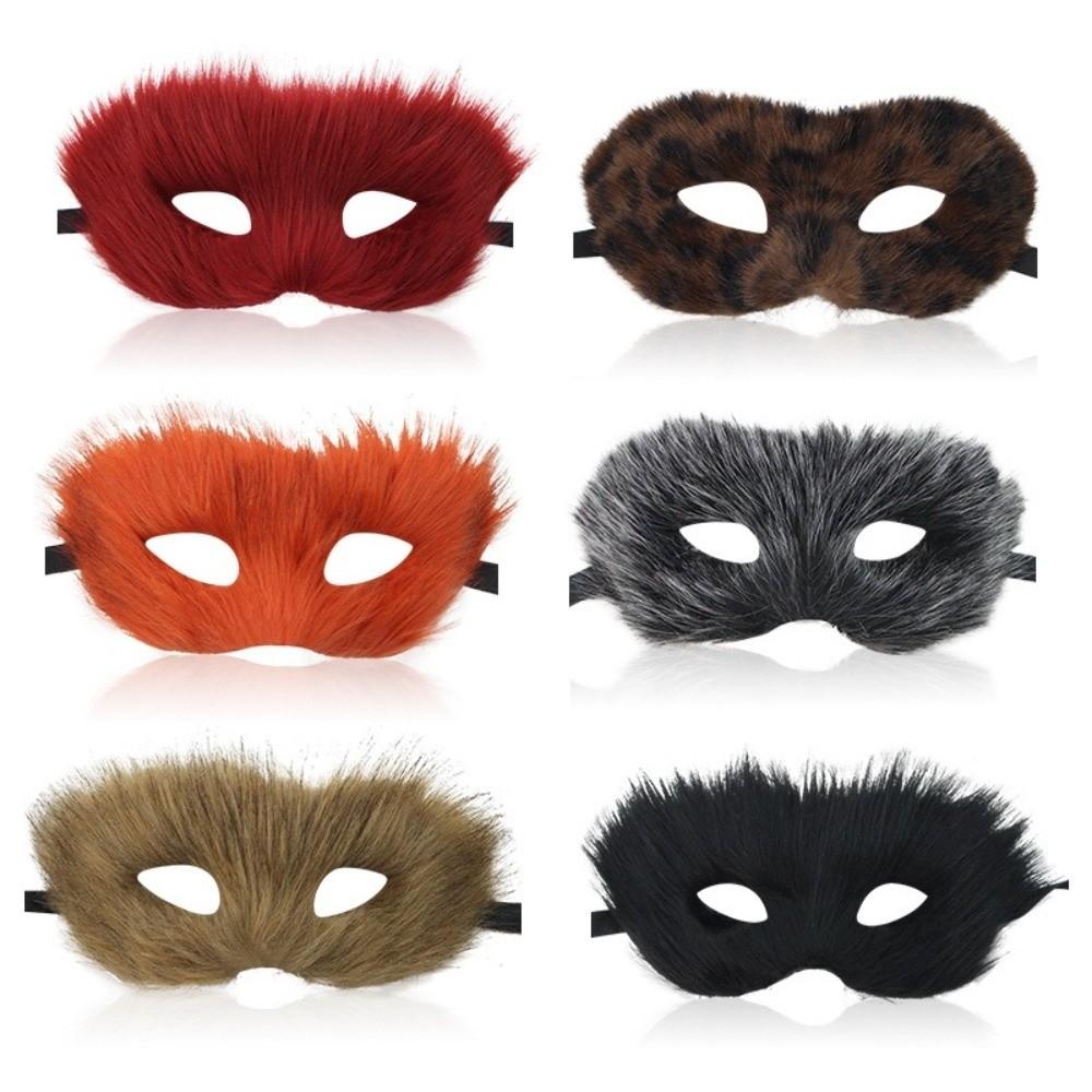Long Furry Plush Cat Mask Animal Masquerade Mask Simple Half Face Mask  Male Female