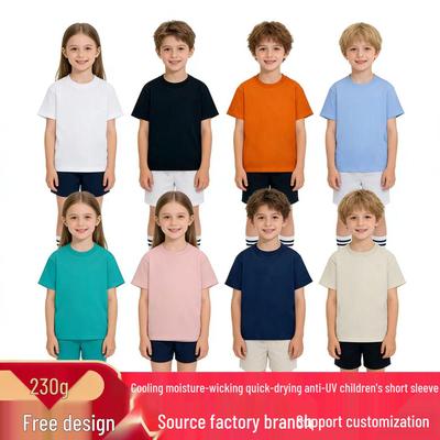 230g Kids' Cool-Feel UV-Protective Quick-Dry Moisture-Wicking Round Neck Tee