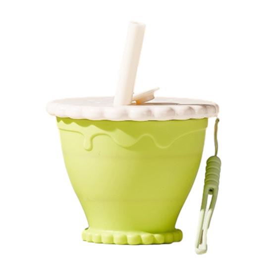 Collapsible Travel Cup with Lid Cookie Design Silicone Folding Cup Portable Reusable Drinking Cup for Camping Hiking Picnics
