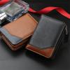 Color Blocking Business Clutch Bag Zipper Men Card Holder Vintage Men Short Wallet  Travel