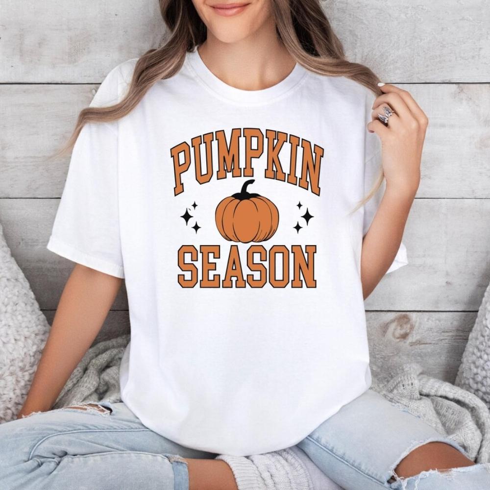 Vintage Pumpkin Season Pumpkin Spice Graphic T Shirt Unisex Cotton Short Sleeve Happy Thanksgiving Autumn Fall Casual Outfit Tee
