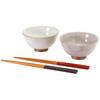 Aito Seisakusho Rice Bowls of 10cm Diameter Includes 2 Pairs of Chopsticks Microwave and Dishwasher Safe Mino Ware Made In Japan Item 113528 "Amane"
