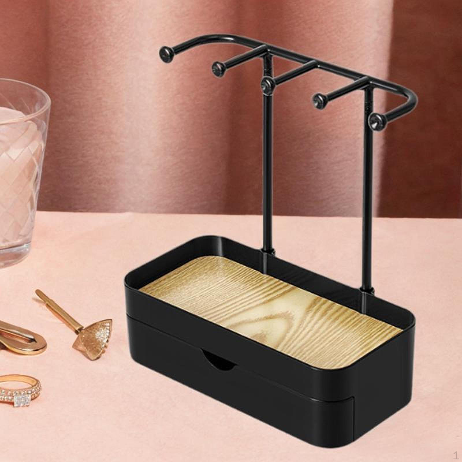 

Elegant Jewelry Storage Solution with Wooden Tray And Hanging Hooks чорний