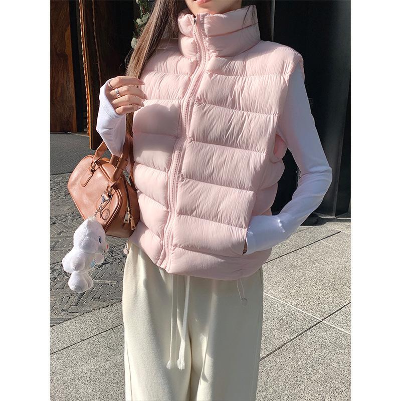 stand-up collar sleeveless ribs cotton clothes vest stacked with thermal cotton coat