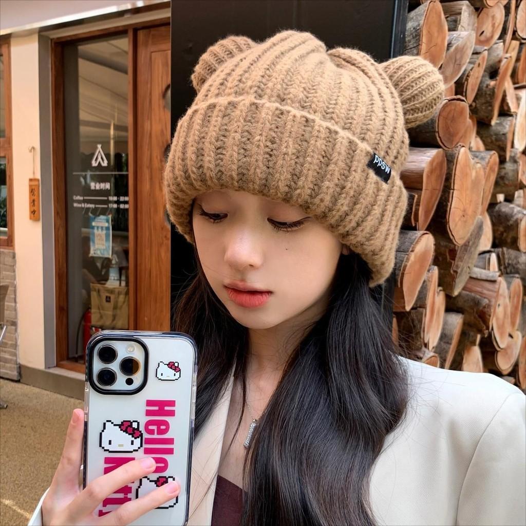 Design Bear Lovely Winter Hat For Women Soft And Warm Knit Beanie With Brim Short