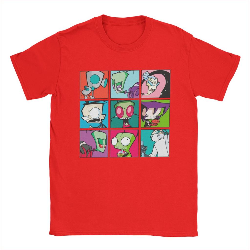 Funny Invader Zim Characters T-Shirt for Men Round Neck Pure Cotton T Shirt Short Sleeve Tees Adult Tops