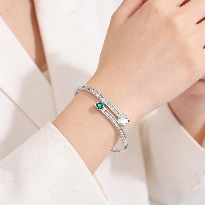 Fashionable Emerald Love Zircon Row Girl Versatile Bestie Temperament Bracelet Jewelry Bracelet