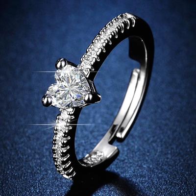 Fashion Creative Love Zircon Ring Women, Valentine's Day Gift Heart Ring